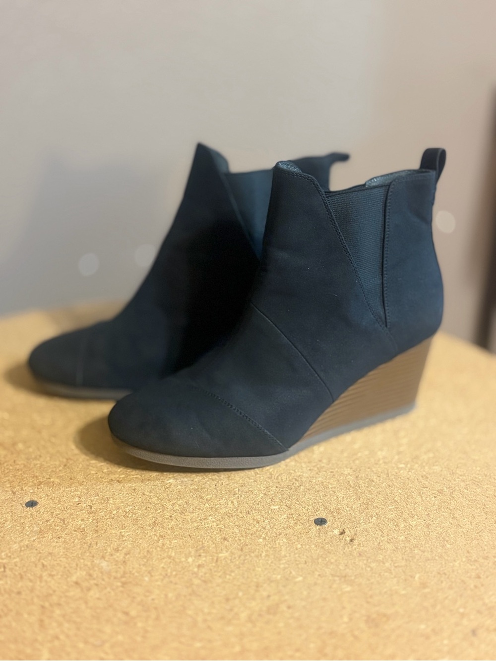 Toms Black Wedge Ankle Booties